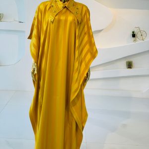 Big collar silk dress